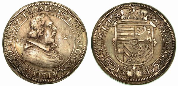 AUSTRIA. Leopold V, 1619-1632. Thaler 1620.  - Asta Numismatica - Associazione Nazionale - Case d'Asta italiane