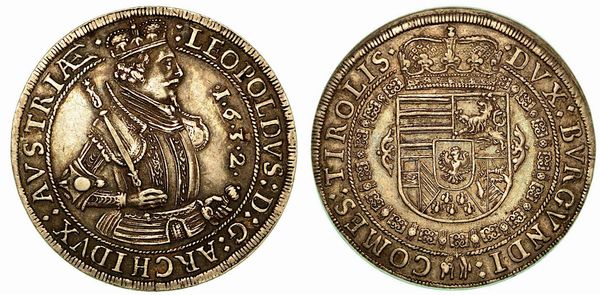 AUSTRIA. Leopold V, 1619-1632. Thaler 1632, zecca di Hall.  - Asta Numismatica - Associazione Nazionale - Case d'Asta italiane