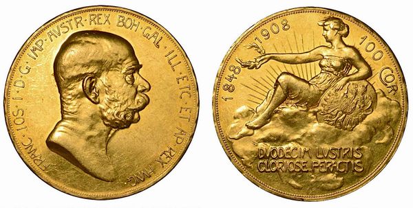 AUSTRIA. Franz Joseph, 1848-1916. 100 corone 1908.  - Asta Numismatica - Associazione Nazionale - Case d'Asta italiane