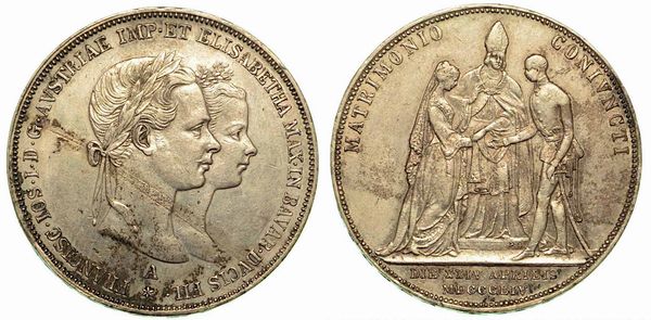 AUSTRIA. Franz Joseph, 1848-1916. Thaler 1854. Per il matrimonio con Elisabetta di Baviera.  - Asta Numismatica - Associazione Nazionale - Case d'Asta italiane