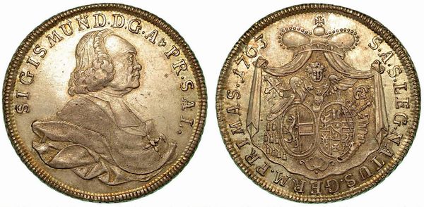 AUSTRIA - SALISBURGO. Sigismund III, 1753-1771. Thaler 1763.  - Asta Numismatica - Associazione Nazionale - Case d'Asta italiane