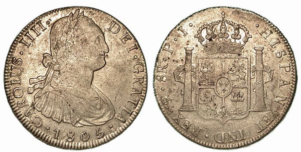 BOLIVIA. Carlos IV, 1788-1808. 8 Reales 1805, zecca di Potos.  - Asta Numismatica - Associazione Nazionale - Case d'Asta italiane