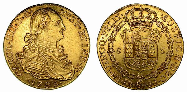 COLOMBIA. Carlos IV, 1788-1808. 8 Escudos 1795. Nuevo Reino (Bogot).  - Asta Numismatica - Associazione Nazionale - Case d'Asta italiane