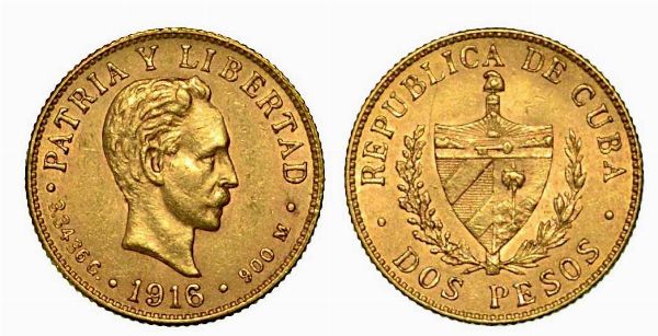 CUBA. Repubblica Cubana, 1902-1959. 2 Pesos 1916.  - Asta Numismatica - Associazione Nazionale - Case d'Asta italiane