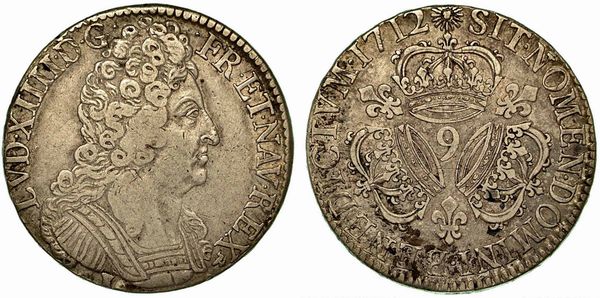FRANCIA. Louis XIV, 1643-1715. Ecu 1712.  - Asta Numismatica - Associazione Nazionale - Case d'Asta italiane