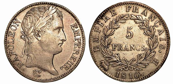 FRANCIA. Napoleon I, 1801-1815. 5 Francs 1810, zecca di Rouen.  - Asta Numismatica - Associazione Nazionale - Case d'Asta italiane