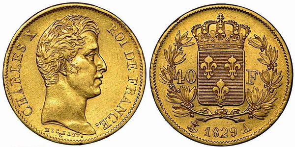 FRANCIA. Charles X, 1824-1830 . 40 Francs 1829, zecca di Parigi.  - Asta Numismatica - Associazione Nazionale - Case d'Asta italiane