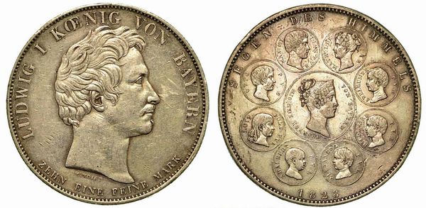 GERMANIA - BAVIERA. Ludwig I, 1825 - 1848. Thaler 1828.  - Asta Numismatica - Associazione Nazionale - Case d'Asta italiane