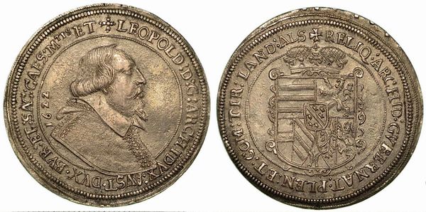 GERMANIA - HENSISHEIM. Leopold V, 1619-1632. Thaler 1622.  - Asta Numismatica - Associazione Nazionale - Case d'Asta italiane