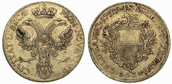 GERMANIA - LUBECK. Lubecca Stadt Thaler (48 Schilling) 1752.  - Asta Numismatica - Associazione Nazionale - Case d'Asta italiane