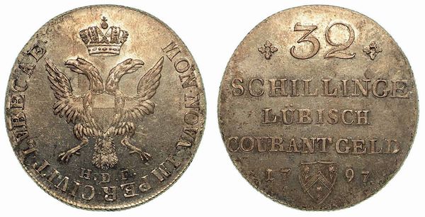 GERMANIA - LUBECK. Friedrich II, 1756-1785. 32 Schilling 1797.  - Asta Numismatica - Associazione Nazionale - Case d'Asta italiane