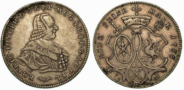GERMANIA - MAINZ. Emerich Josef, 1763-1774. Thaler 1766.  - Asta Numismatica - Associazione Nazionale - Case d'Asta italiane