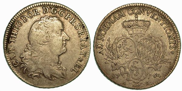 GERMANIA - PFALZ. Karl Theodor, 1743-1799. Thaler 1764.  - Asta Numismatica - Associazione Nazionale - Case d'Asta italiane