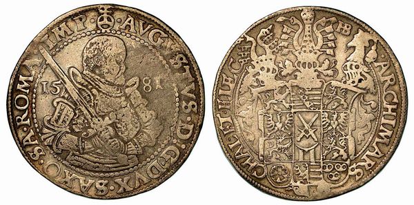 GERMANIA - SASSONIA. August I, 1553-1586. Thaler 1581-HB, zecca di Dresda.  - Asta Numismatica - Associazione Nazionale - Case d'Asta italiane