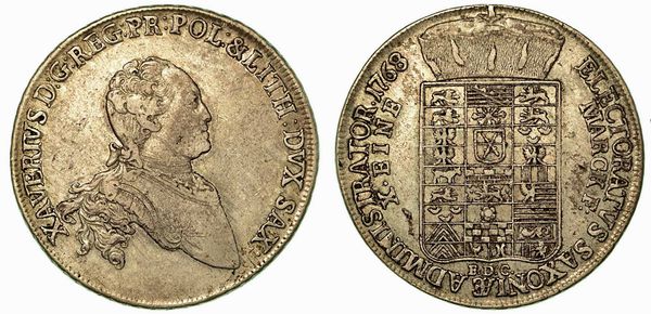 GERMANIA - SAXONY ALBERTINE. Xaver (administrator), 1763-1768. Thaler 1768.  - Asta Numismatica - Associazione Nazionale - Case d'Asta italiane