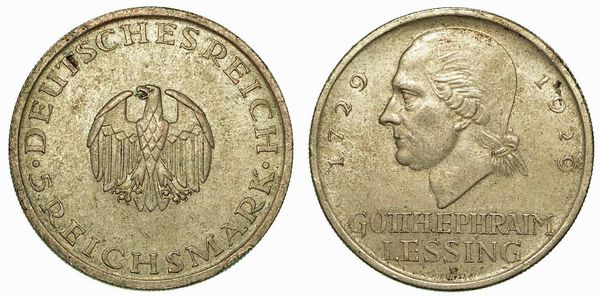 GERMANIA - REPUBBLICA DI WEIMAR, 1919-1933. 5 Reichsmark 1929F.  - Asta Numismatica - Associazione Nazionale - Case d'Asta italiane