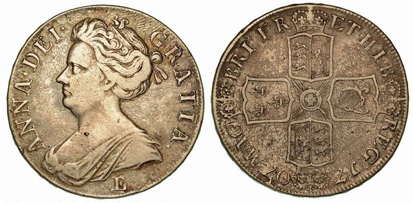 GRAN BRETAGNA. Anne, 1702-1714. AR Crown 1707.  - Asta Numismatica - Associazione Nazionale - Case d'Asta italiane