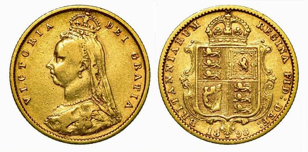GRAN BRETAGNA. Victoria, 1837-1901. 1/2 Sovereign 1893, zecca di Melbourne.  - Asta Numismatica - Associazione Nazionale - Case d'Asta italiane