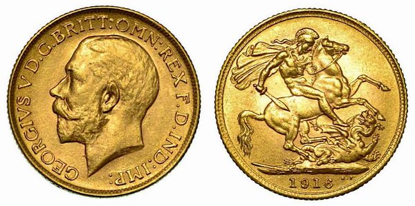 GRAN BRETAGNA. George V, 1910-1936. Sovereign 1916, zecca di Londra.  - Asta Numismatica - Associazione Nazionale - Case d'Asta italiane