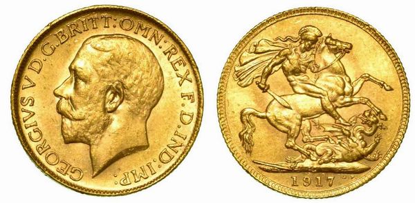 GRAN BRETAGNA. George V, 1910-1936. Sovereign 1917, zecca di Ottawa.  - Asta Numismatica - Associazione Nazionale - Case d'Asta italiane