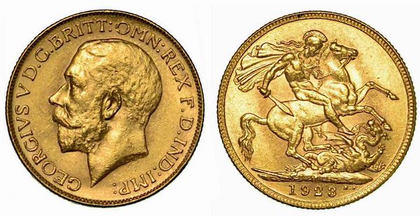 GRAN BRETAGNA. George V, 1910-1936. Sovereign 1923, zecca di Melbourne.  - Asta Numismatica - Associazione Nazionale - Case d'Asta italiane