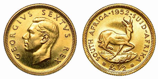 GRAN BRETAGNA. George VI, 1936-1952. 1/2 Sovereign 1952 (Sudafrica-Commonwealth).  - Asta Numismatica - Associazione Nazionale - Case d'Asta italiane