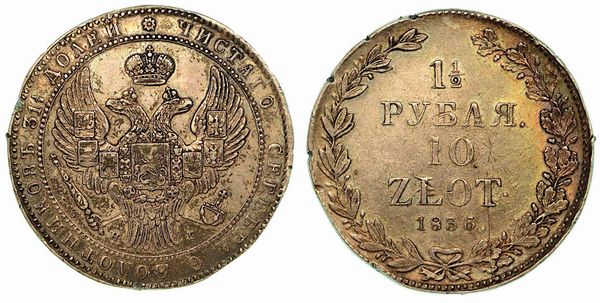 POLONIA. Nicolas I, 1825-1855. 10 Zlotych 1836.  - Asta Numismatica - Associazione Nazionale - Case d'Asta italiane