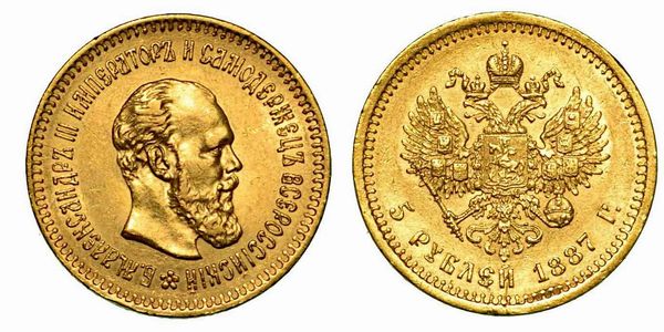 RUSSIA. Aleksandr III, 1881-1894. 5 Rubli 1887.  - Asta Numismatica - Associazione Nazionale - Case d'Asta italiane