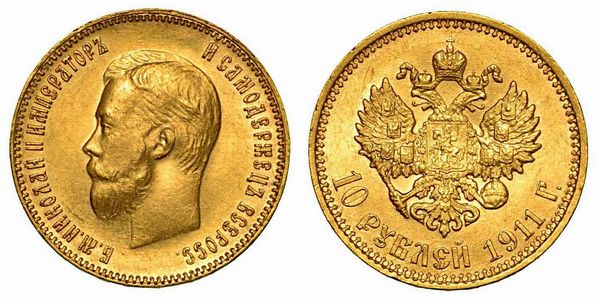 RUSSIA. Nikolaj II, 1894-1917. 10 Rubli 1911.  - Asta Numismatica - Associazione Nazionale - Case d'Asta italiane