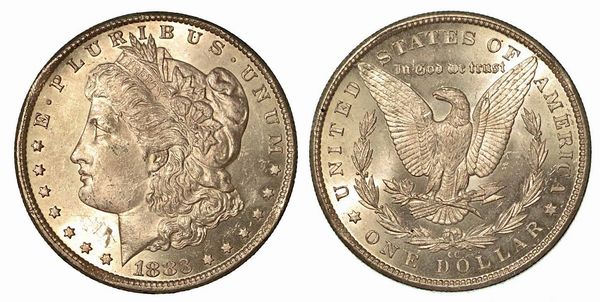 USA. Morgan Dollar 1883, zecca di Carson City.  - Asta Numismatica - Associazione Nazionale - Case d'Asta italiane
