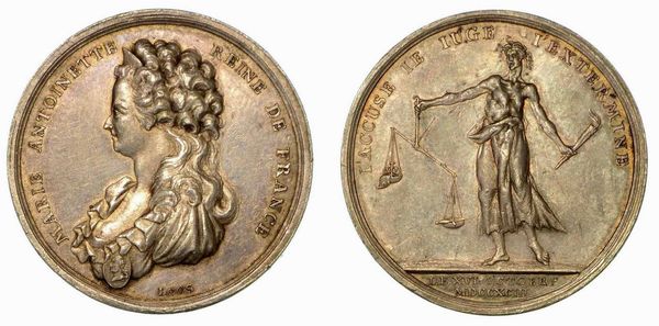 MORTE DELLA REGINA MARIA ANTONIETTA (1755-1793). Medaglia in argento 1793, Berlino.  - Asta Numismatica - Associazione Nazionale - Case d'Asta italiane