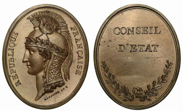 CONSIGLIO DI STATO (1799-1800). Insegna ovale in bronzo.  - Asta Numismatica - Associazione Nazionale - Case d'Asta italiane