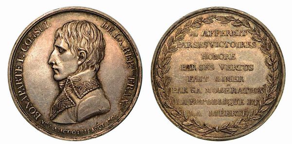 NAPOLEONE PRIMO CONSOLE. Medaglia in argento 1800, Parigi.  - Asta Numismatica - Associazione Nazionale - Case d'Asta italiane