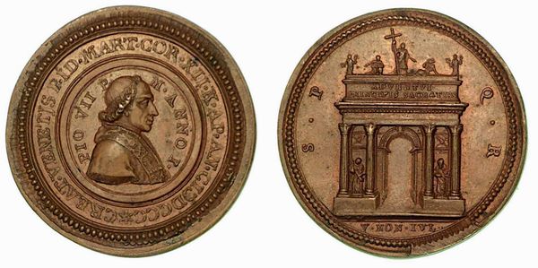 PIO VII (1800-1823). INGRESSO A ROMA. Medaglia 1800 anno I.  - Asta Numismatica - Associazione Nazionale - Case d'Asta italiane