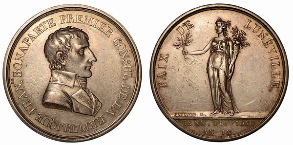 PACE DI LUNEVILLE. Medaglia in argento 1801.  - Asta Numismatica - Associazione Nazionale - Case d'Asta italiane