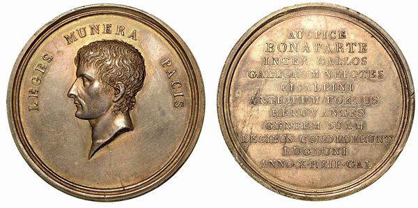 FONDAZIONE A LIONE DELLA REPUBBLICA ITALICA. Medaglia in argento anno X (1802), Lione.  - Asta Numismatica - Associazione Nazionale - Case d'Asta italiane