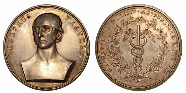 A GIUSEPPE FRAVEGA (Diplomatico genovese). Medaglia in argento 1804.  - Asta Numismatica - Associazione Nazionale - Case d'Asta italiane