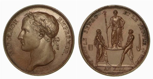 INCORONAZIONE DI NAPOLEONE A PARIGI. Medaglia in bronzo anno XIII (1804).  - Asta Numismatica - Associazione Nazionale - Case d'Asta italiane