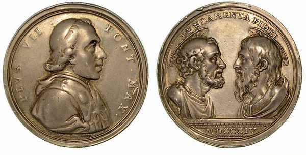 PIO VII, 1800-1823. Medaglia in argento 1804.  - Asta Numismatica - Associazione Nazionale - Case d'Asta italiane