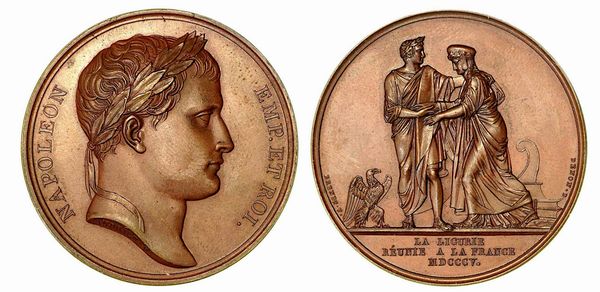 ANNESSIONE DELLA LIGURIA ALLA FRANCIA. Medaglia in bronzo 1805.  - Asta Numismatica - Associazione Nazionale - Case d'Asta italiane