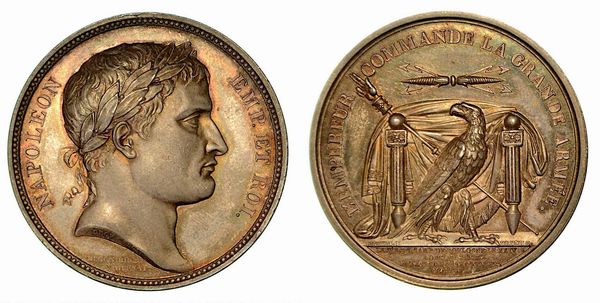 PASSAGGIO DEL RENO E DEL DANUBIO. Medaglia in argento 1805, Parigi.  - Asta Numismatica - Associazione Nazionale - Case d'Asta italiane