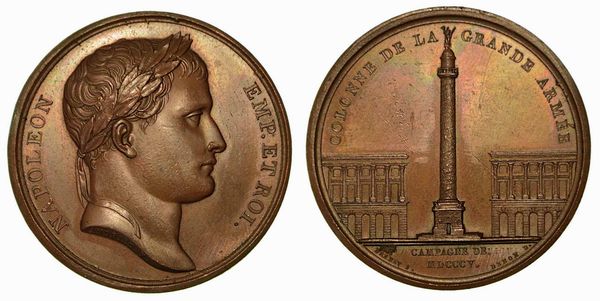 COLONNA DI PIAZZA VENDOME A PARIGI. Medaglia in bronzo 1805.  - Asta Numismatica - Associazione Nazionale - Case d'Asta italiane