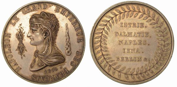 LE GRANDI CAMPAGNE DEL 1806. Medaglia in argento, Parigi.  - Asta Numismatica - Associazione Nazionale - Case d'Asta italiane