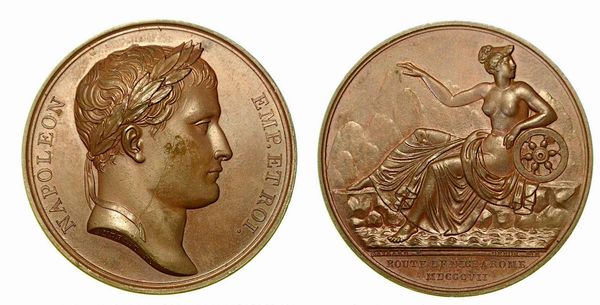 INAUGURAZIONE DELLA STRADA NIZZA-ROMA (31 dicembre 1807). Medaglia in bronzo 1807.  - Asta Numismatica - Associazione Nazionale - Case d'Asta italiane