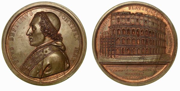 PIO VII, 1800-1823. RESTAURO DEL COLOSSEO IN ROMA. Medaglia in bronzo 1807.  - Asta Numismatica - Associazione Nazionale - Case d'Asta italiane