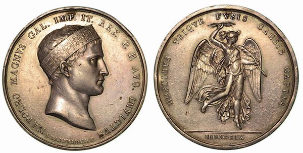 BATTAGLIA DI WAGRAM. Medaglia in argento 1809.  - Asta Numismatica - Associazione Nazionale - Case d'Asta italiane