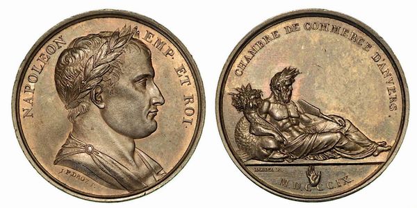CAMERA DI COMMERCIO D'ANVERSA. Medaglia in argento 1809, Parigi.  - Asta Numismatica - Associazione Nazionale - Case d'Asta italiane