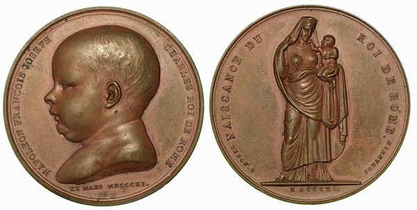NASCITA DEL RE DI ROMA. Medaglia in bronzo 1811.  - Asta Numismatica - Associazione Nazionale - Case d'Asta italiane