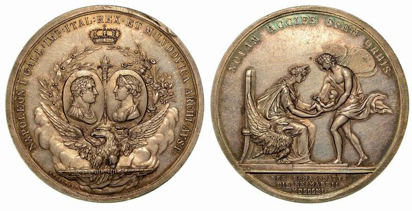 NASCITA DEL RE DI ROMA. Medaglia in argento 1811.  - Asta Numismatica - Associazione Nazionale - Case d'Asta italiane