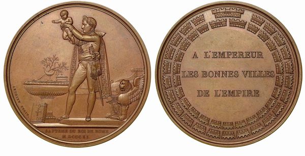 BATTESIMO DEL RE DI ROMA. Medaglia in bronzo 1811, Parigi.  - Asta Numismatica - Associazione Nazionale - Case d'Asta italiane
